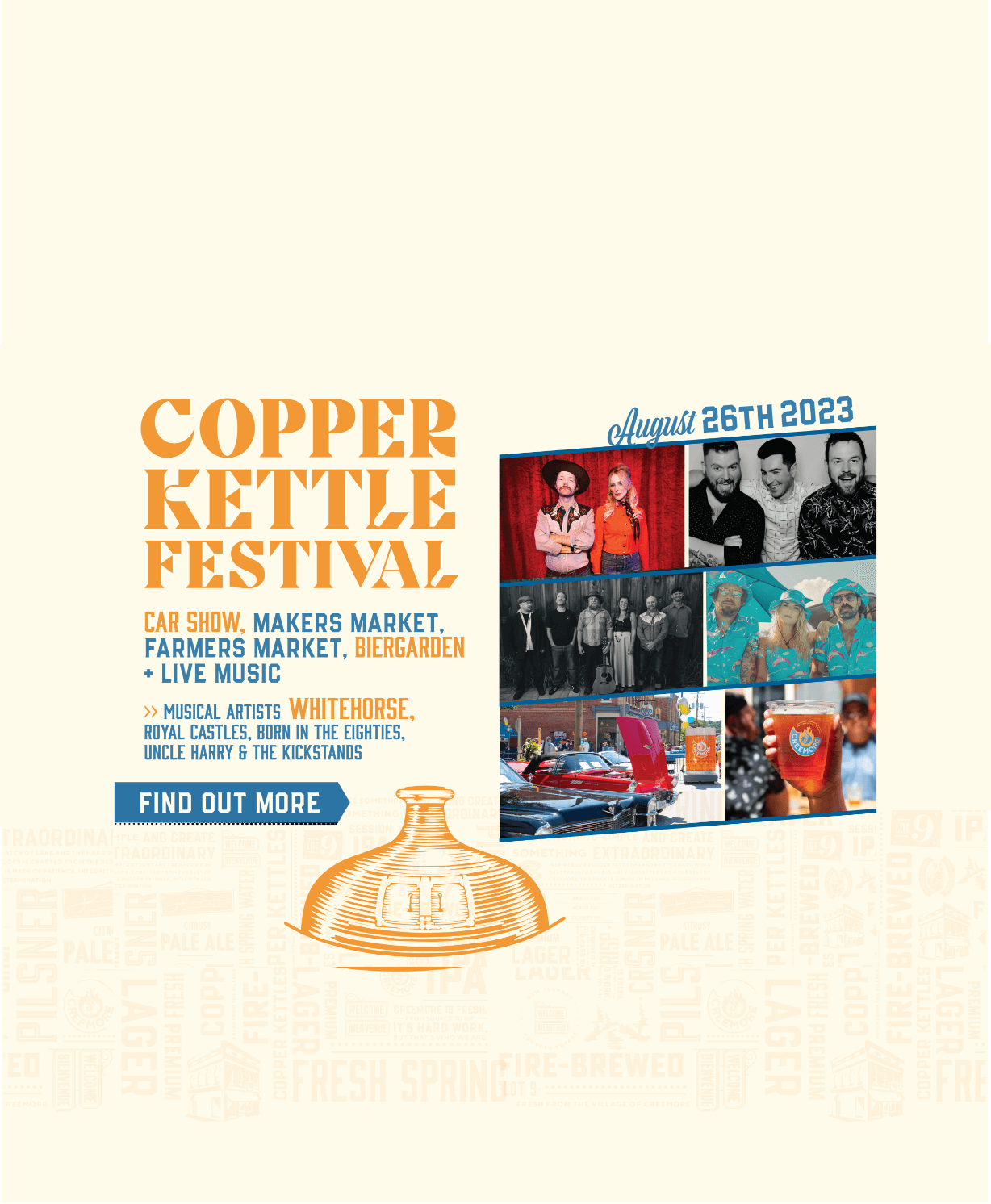 Copper kettle festival with photo music groups invitation