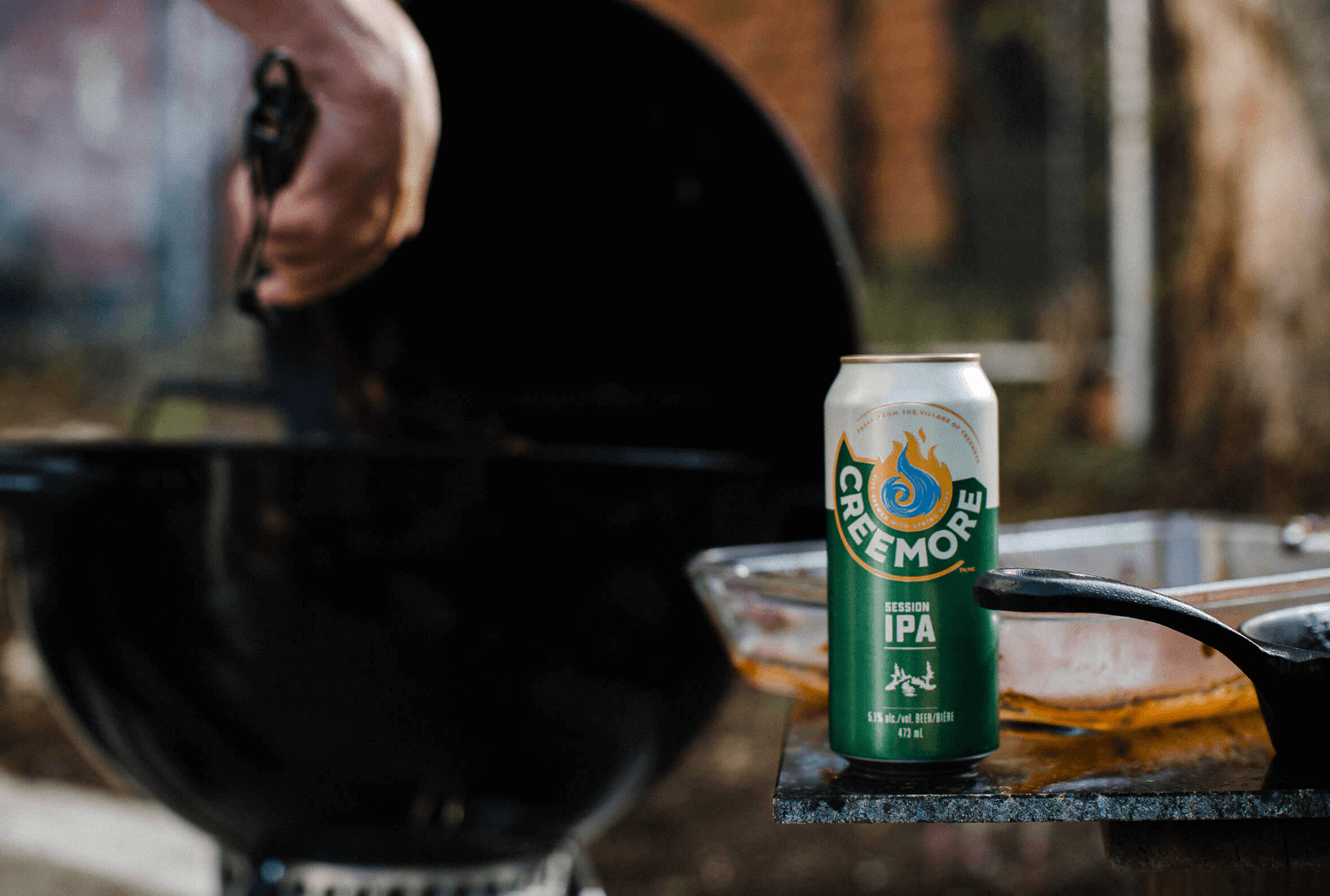 Boundless IPA can in a grill bbq