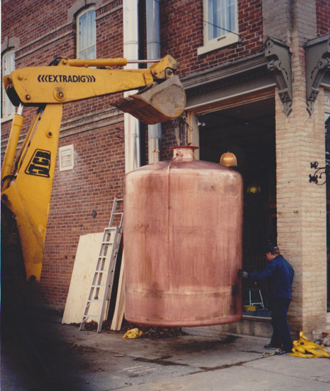 Bringing in brewing equipment to building 